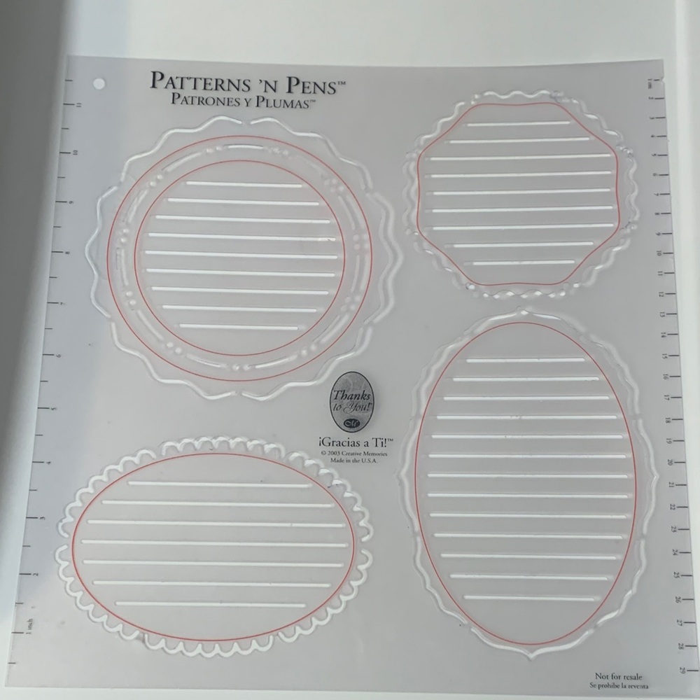 Creative Memories Patterns 'n Pens Template with Pink and White Designs